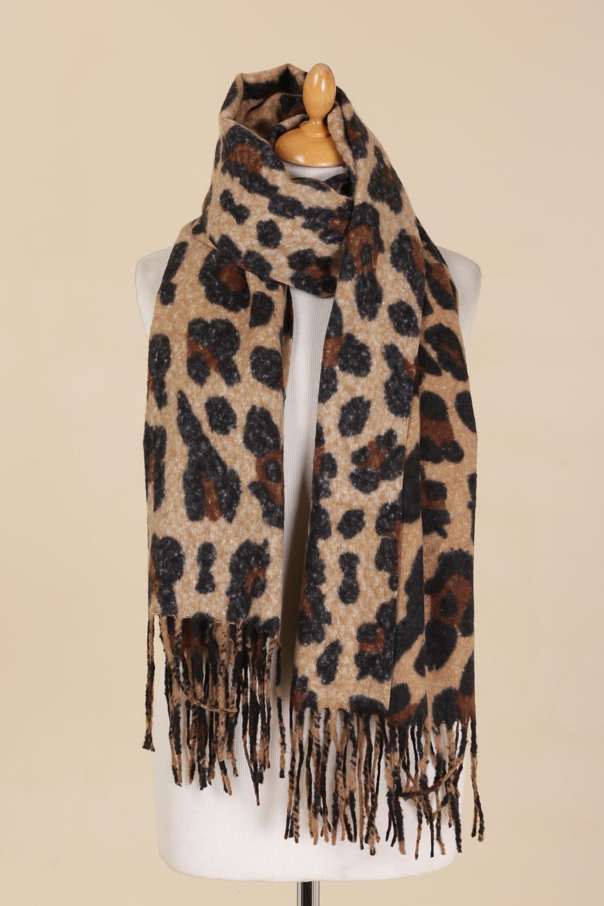 Schal Leopard Taupe