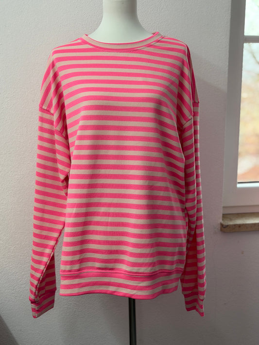 Pullover Sweat Streifen rosa pink