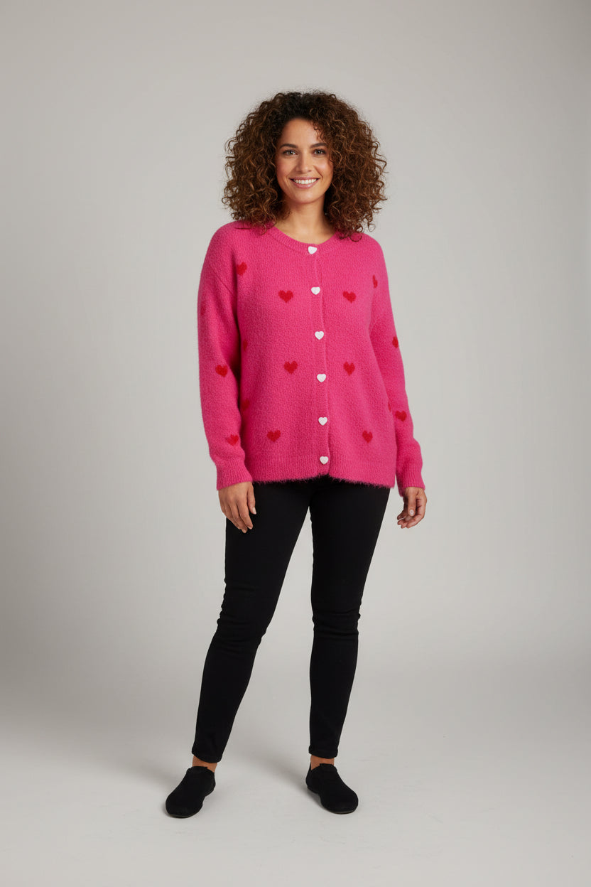 Cardigan Herz magenta