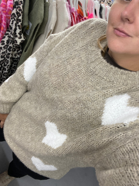 Pullover Heart Taupe