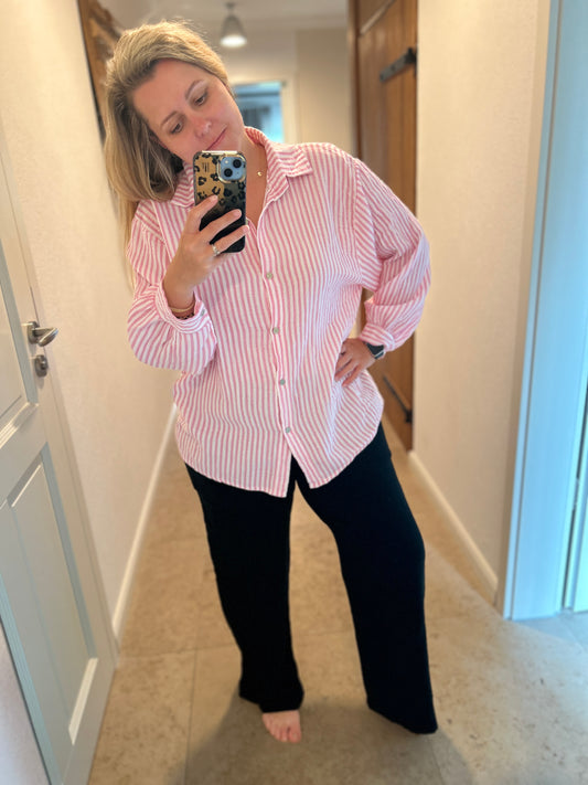 Bluse Musselin Streifen rosa
