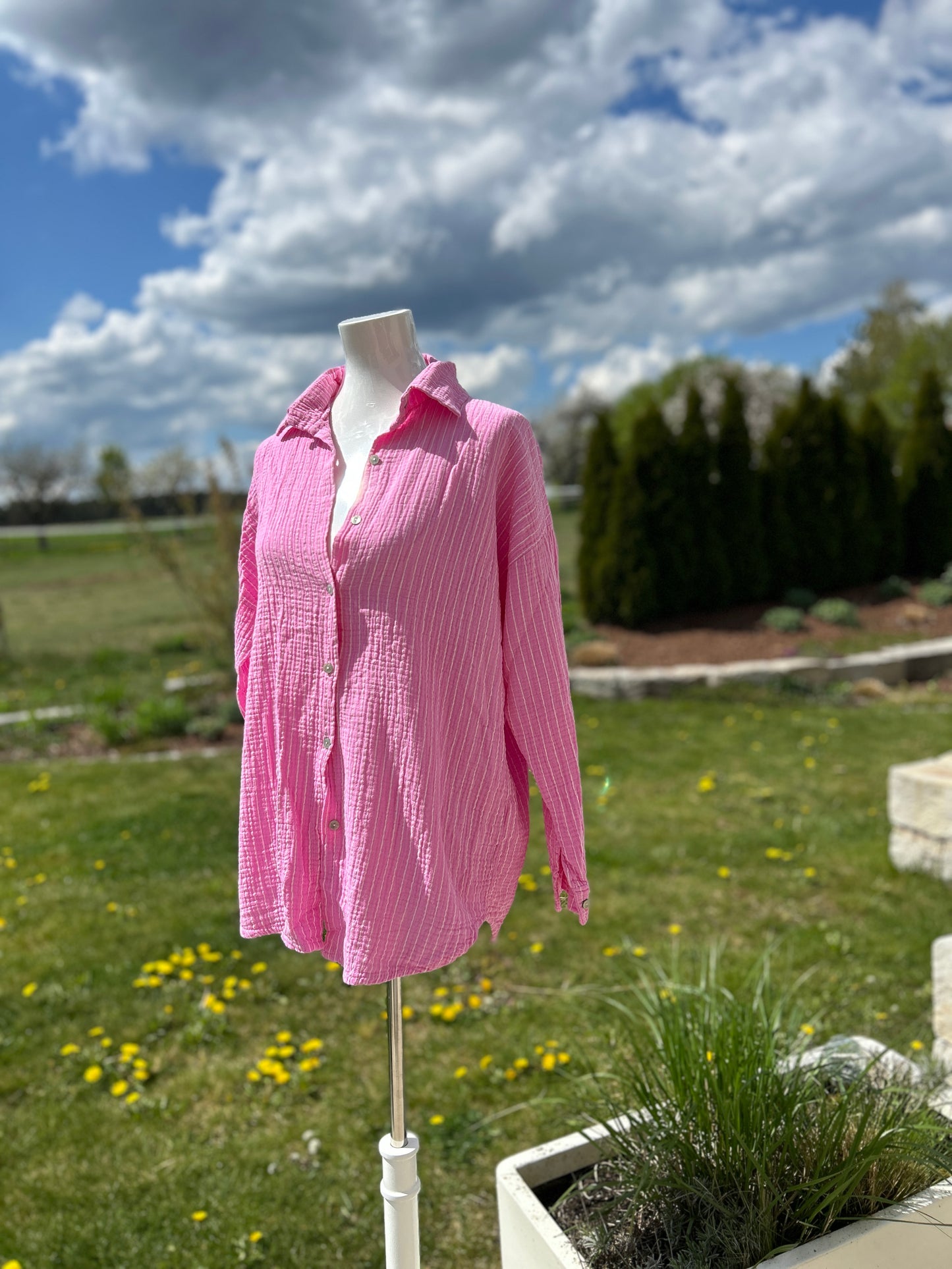 Bluse Musselin Rosa Stripes