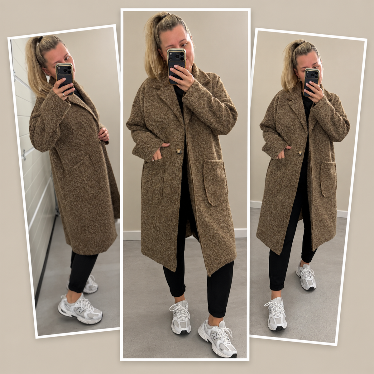 Mantel Relaxed Fit Schoko Beige