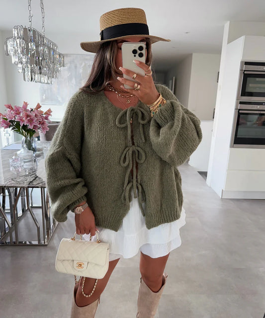 Cardigan Khaki Schleife