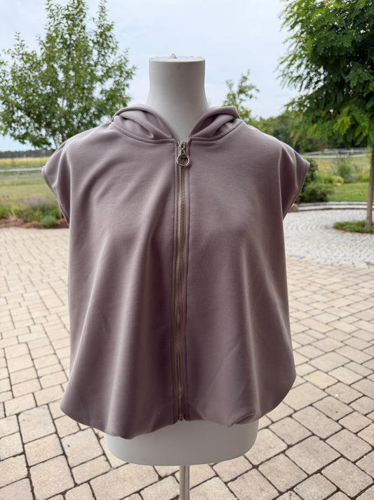 Weste Kapuze taupe