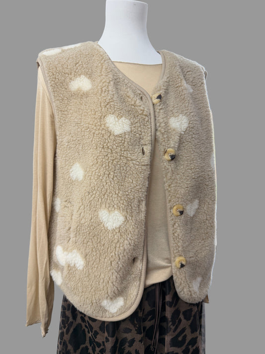 Weste Teddy Beige Herz