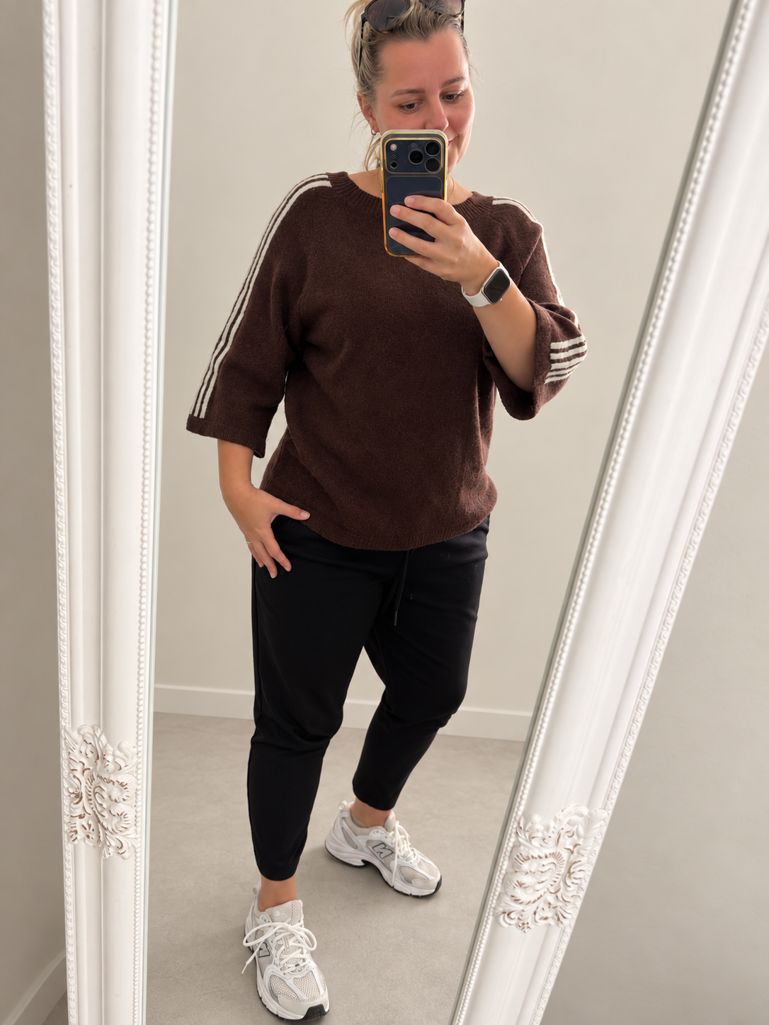 Strickpullover Rundhals Braun