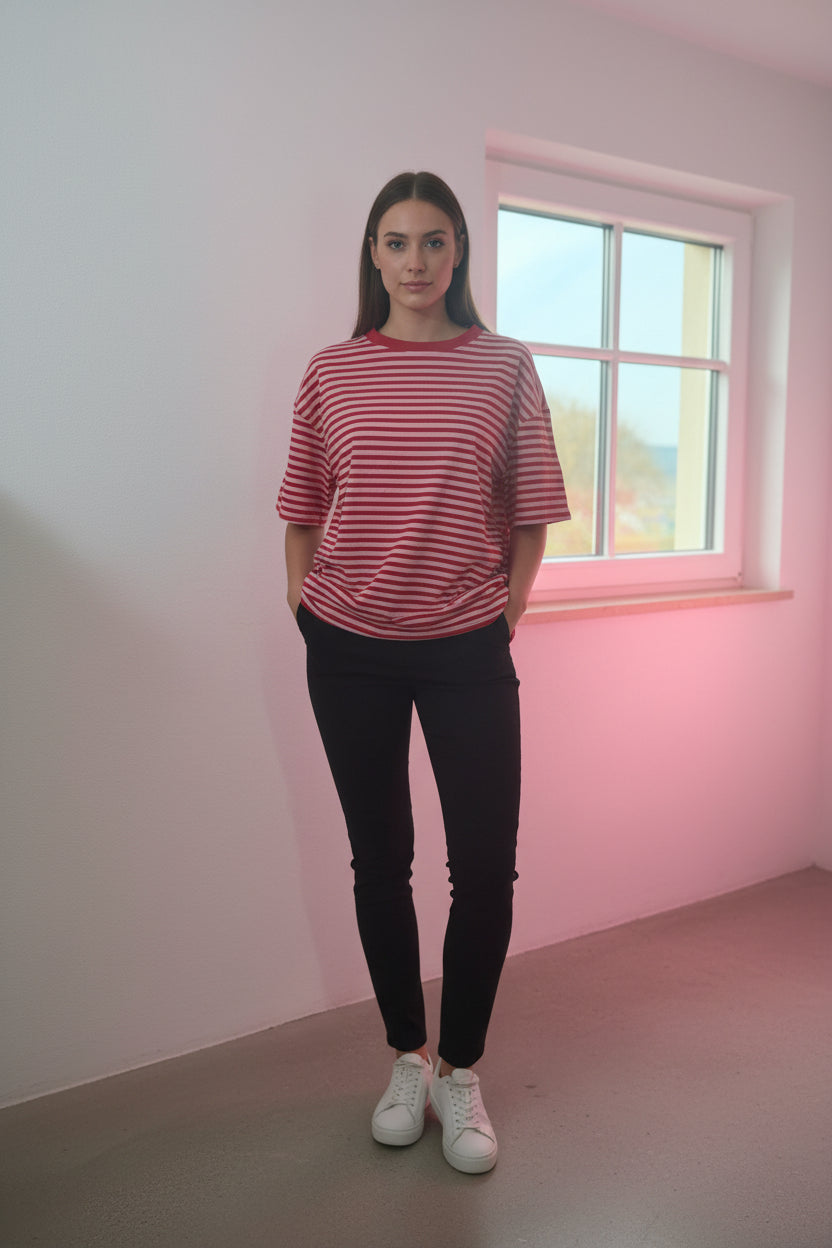 T-Shirt Streifen rosa rot