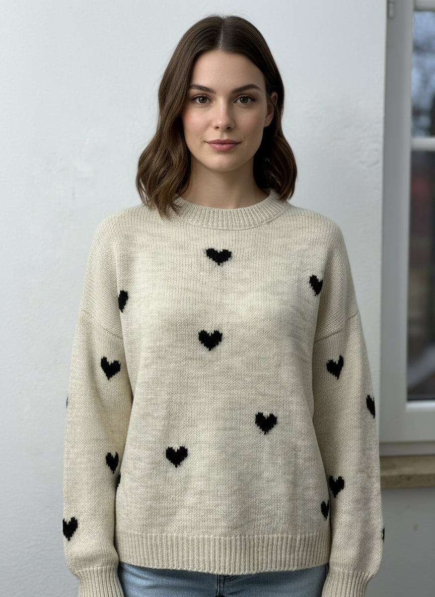 Pullover Creme Herzen
