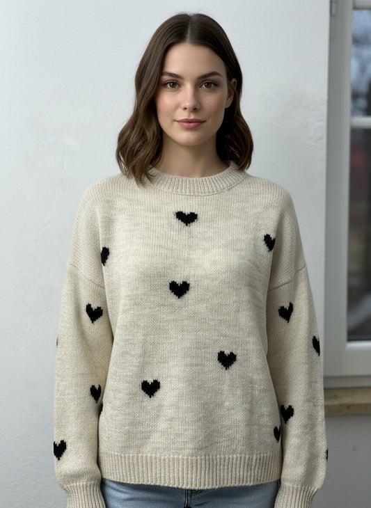 Pullover Creme Herzen