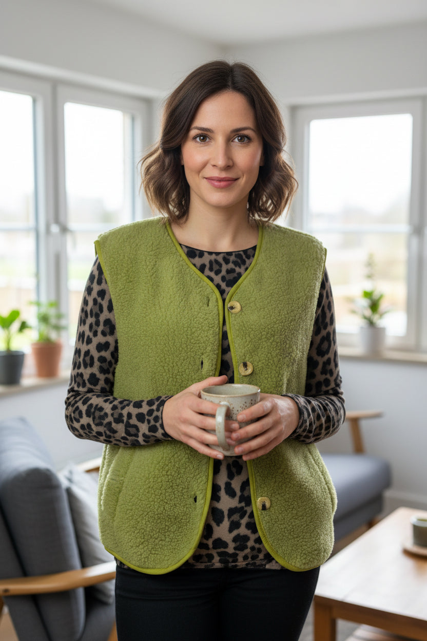 Teddy Weste Pistazie