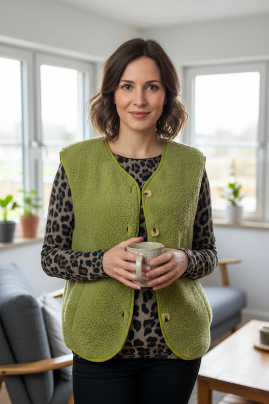 Teddy Weste Pistazie