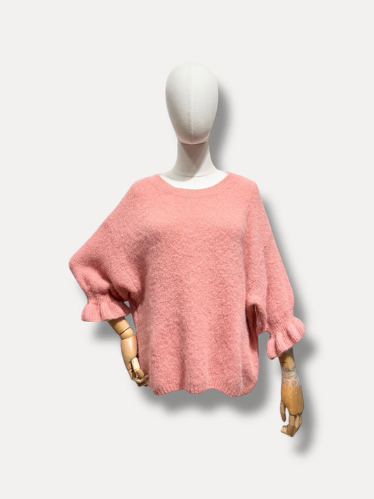 Pullover Volant Alpaka Puder