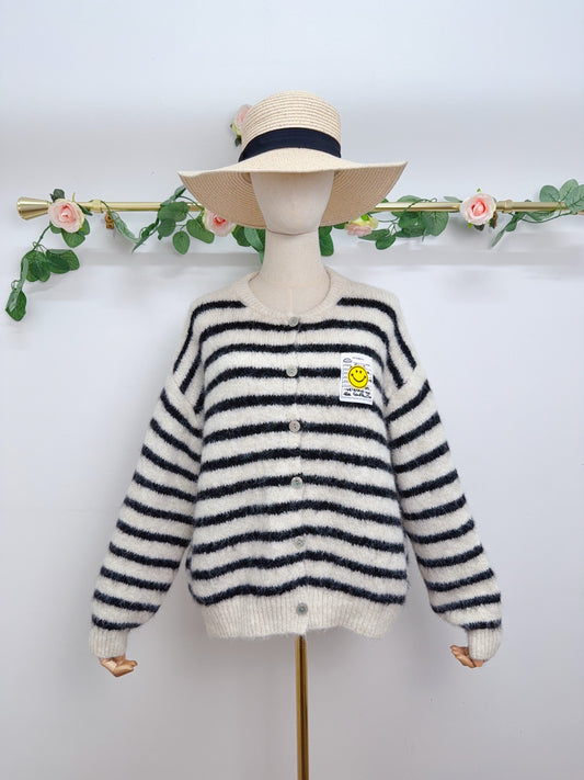 Cardigan Streifen weiß schwarz