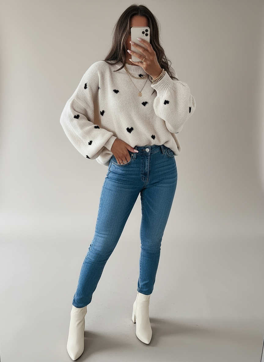 Pullover Creme Herzen