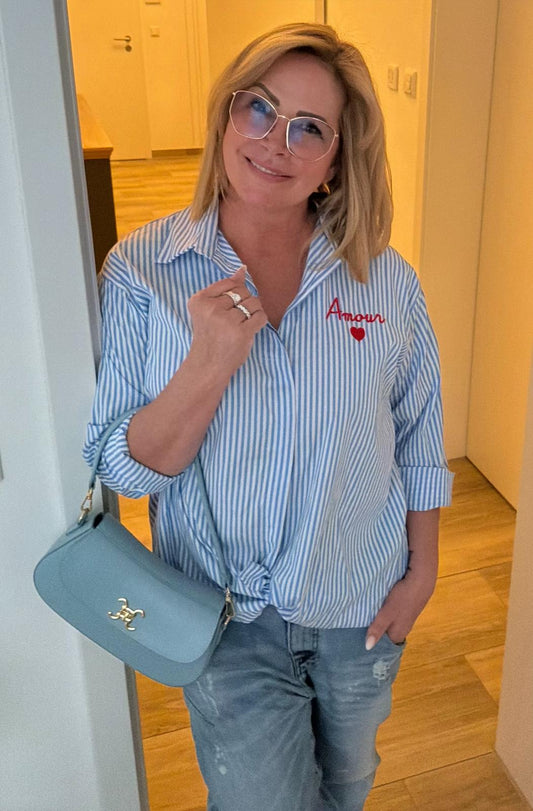 Bluse Amour hellblau gestreift