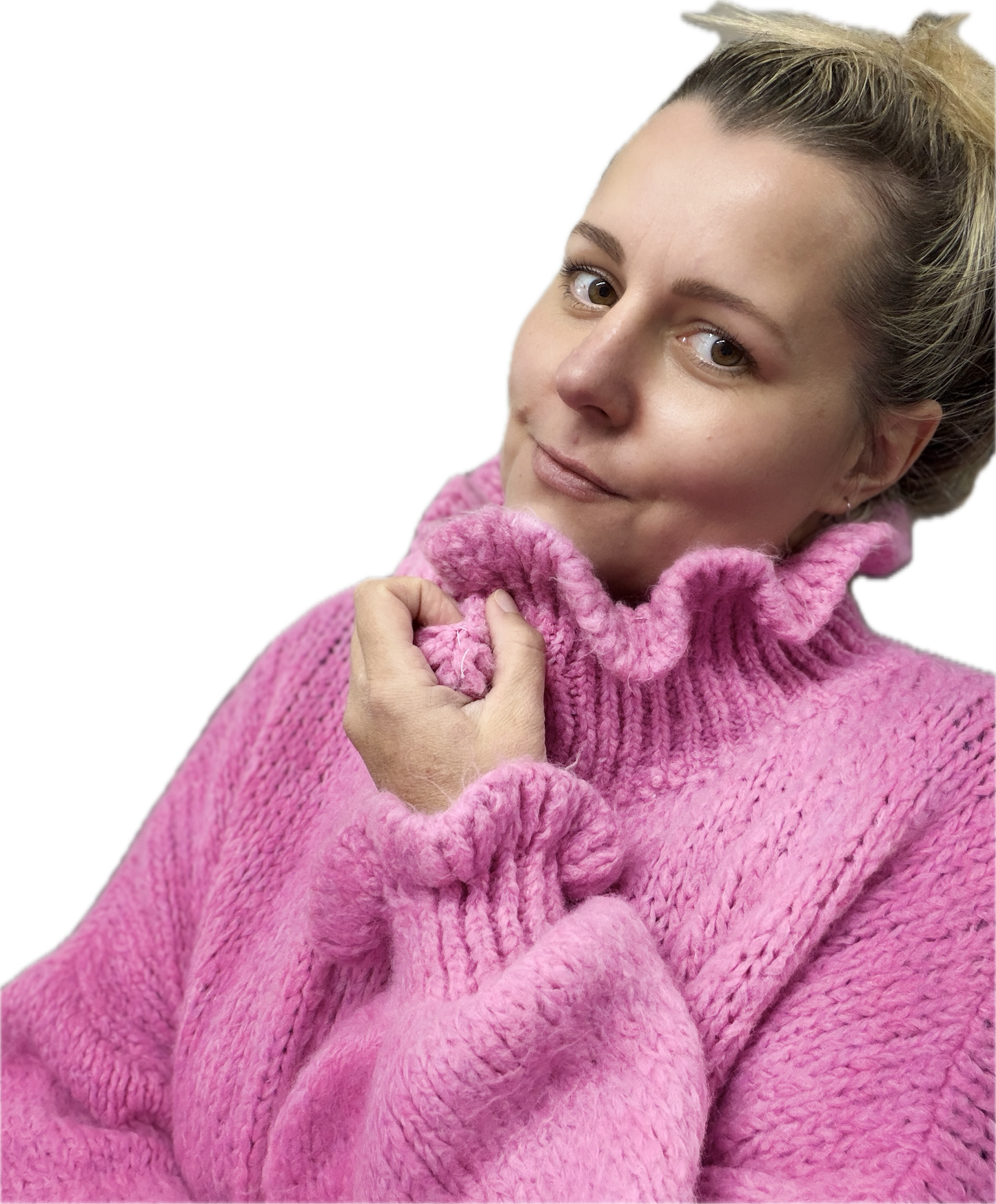 Cardigan Blumenkragen Rosa