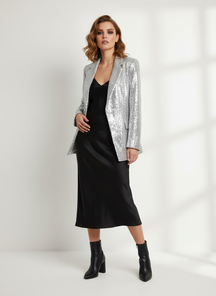 Oversize Blazer mit Pailletten