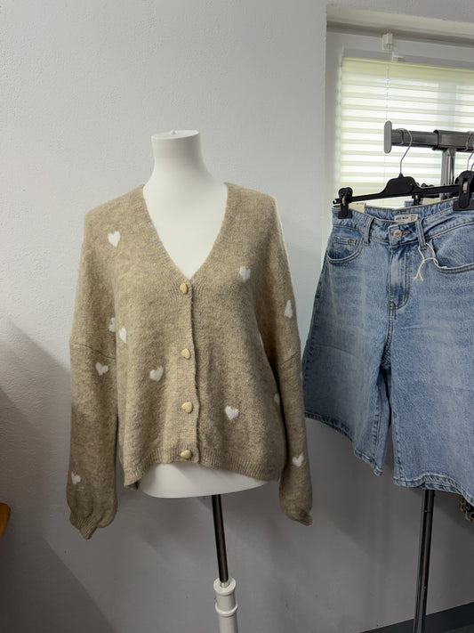 Cardigan Taupe Herzen