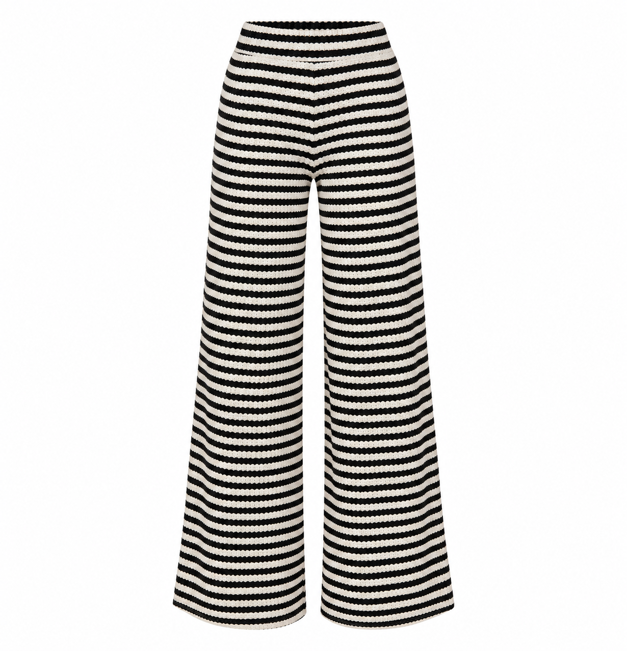 Gestreifte Wide Leg Strickhose