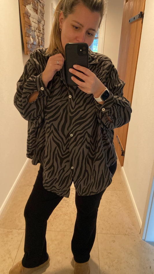 Bluse Zebra Braun Schwarz