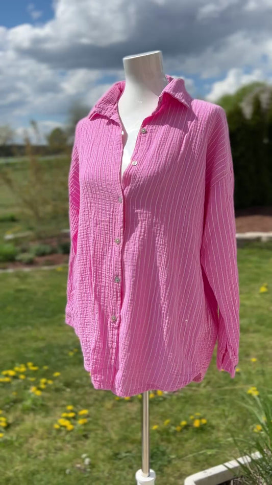 Bluse Musselin Rosa Stripes