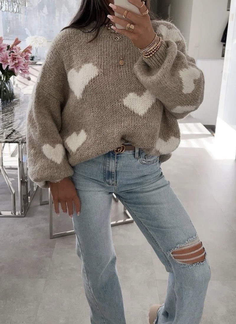 Pullover Heart Taupe